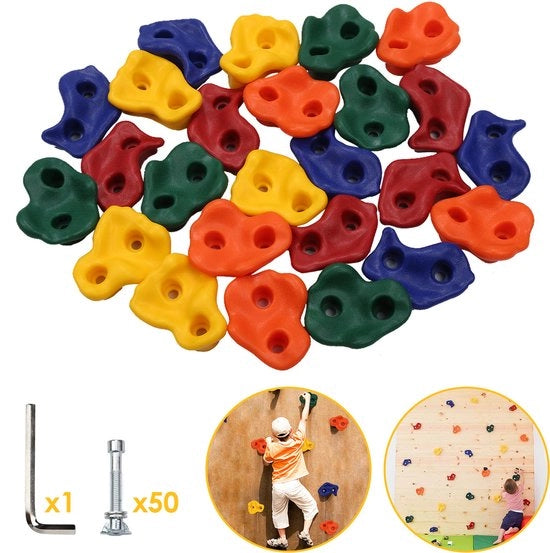 Kit di Climbing Stone 40 pezzi per bambini - Corda di arrampicata multicolore per parete di arrampicata - Utilizzo interno ed esterno