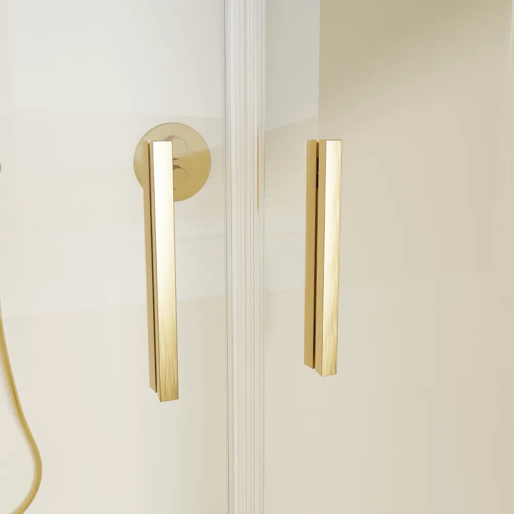Porta doccia 80cm con apertura saloon profili slim oro spazzolato vetro 6mm trasparente anticalcare h190 | Portofino