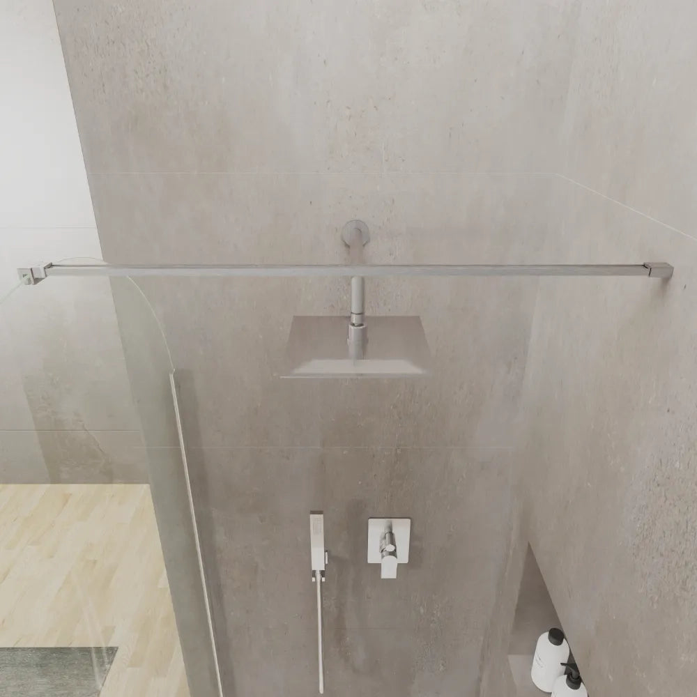 Doccia walk-in arco 120cm con profilo nickel spazzolato vetro trasparente 8mm easy clean h200| Nusa