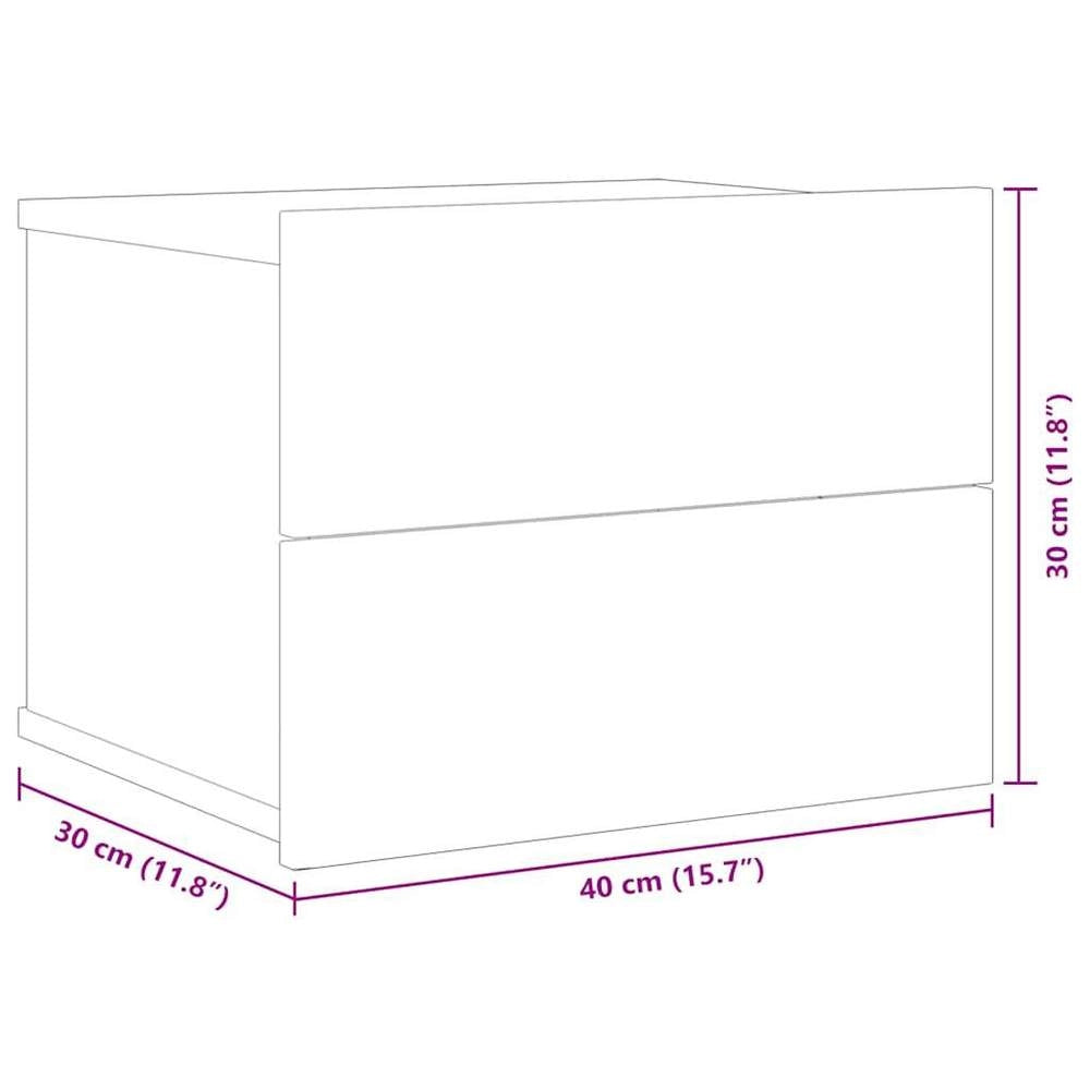 White Bedside Table, 40x30x30 Cm, Made Of Engineered Wood