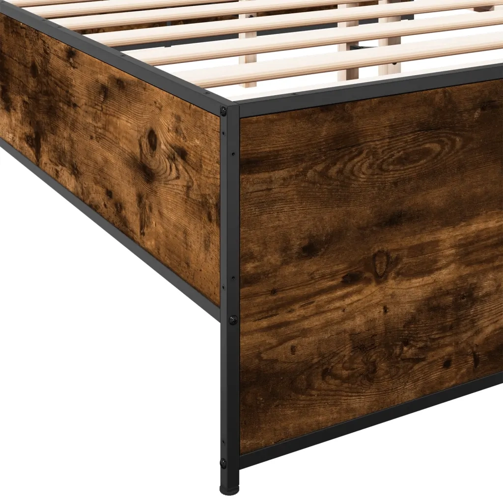 Giroletto-Struttura Letto Rovere Fumo 200x200 cm in Legno Multistrato e Metallo 749721