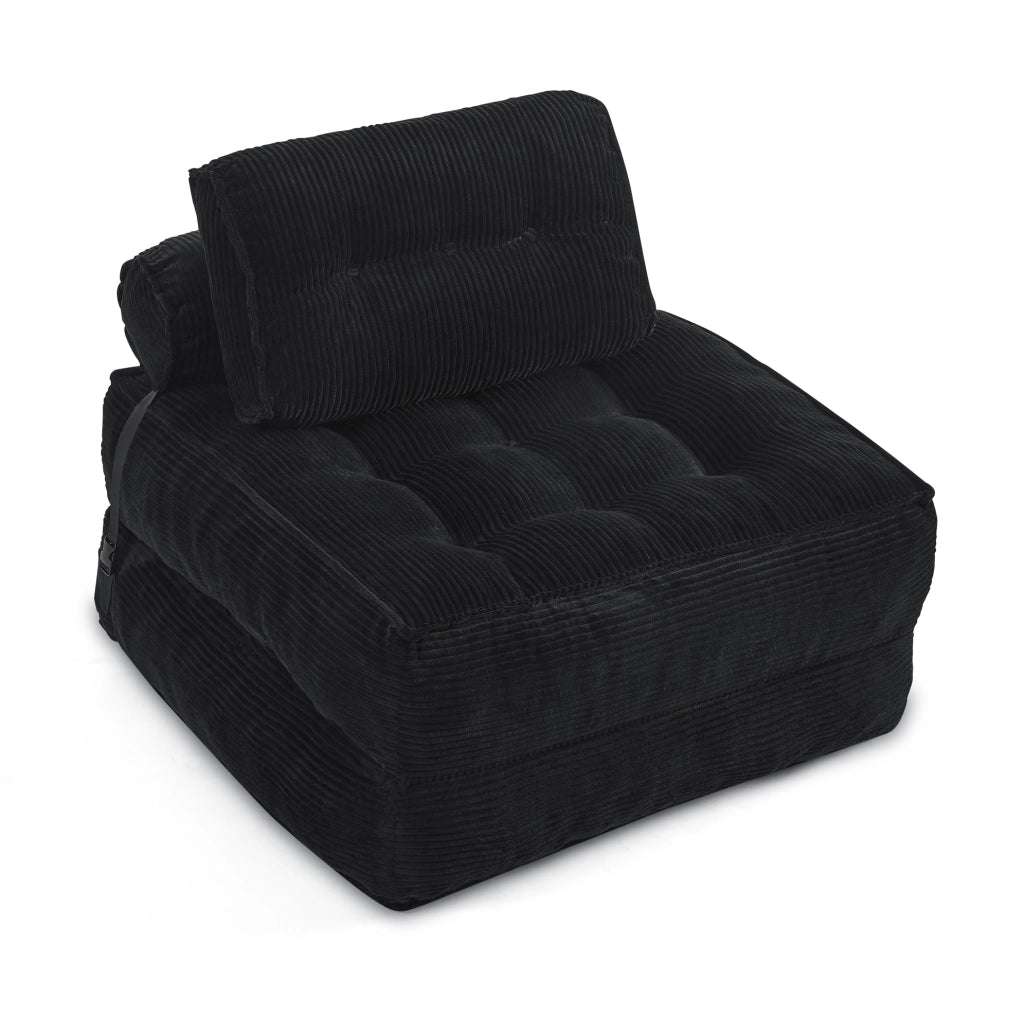 Poltrona pieghevole 2 in 1 trasformabile in letto singolo; in schiuma nera; 52 x 50 x 30 cm
