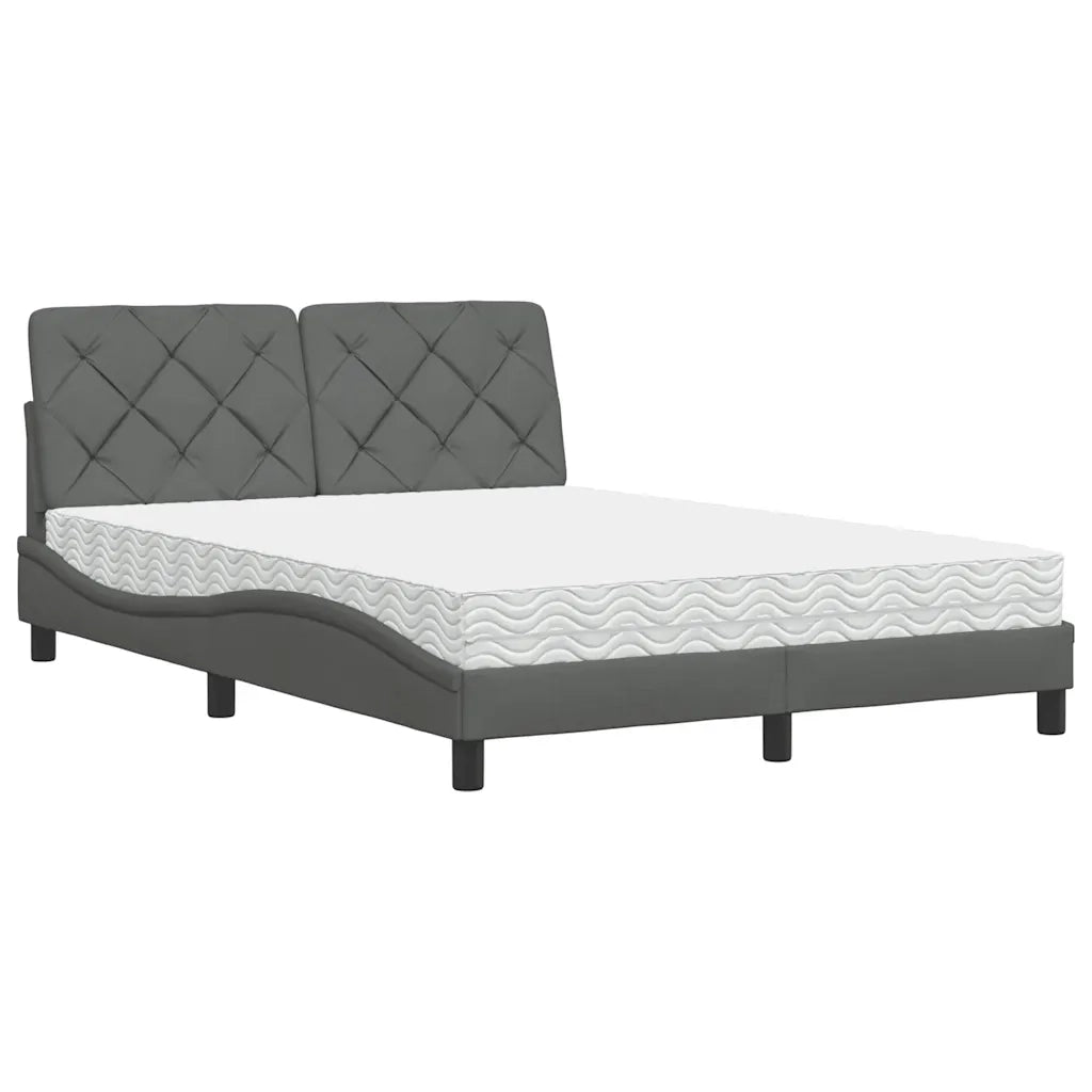Letto con Materasso Grigio Scuro 120x200 cm Tessuto