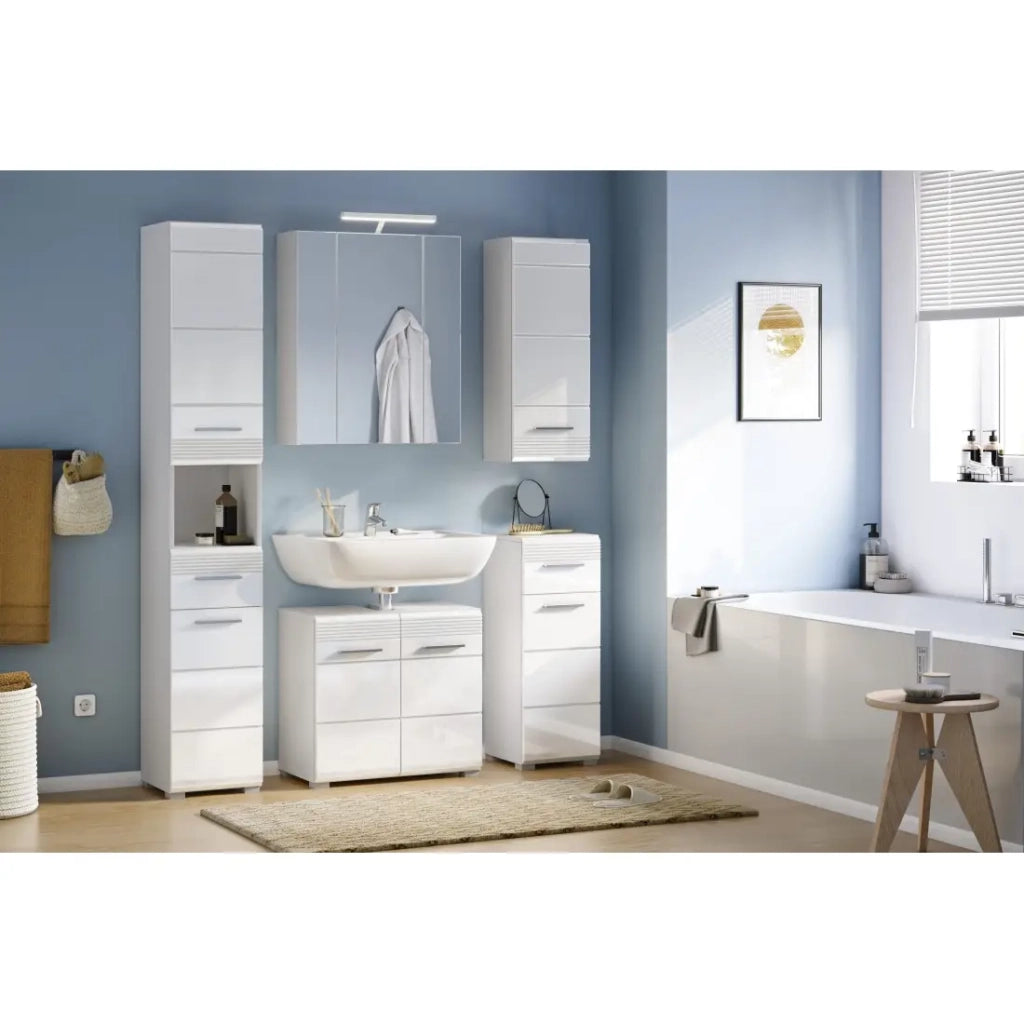 Mobile sottolavabo 2 porte - Bianco laccato - KLEANKIN