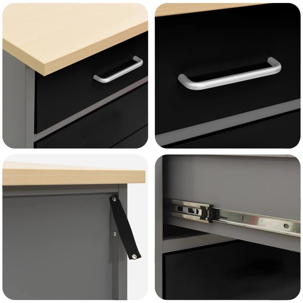 Mobile da lavoro 3 pcs Nero e Grigio 150 x 55 x 85 cm 3321366