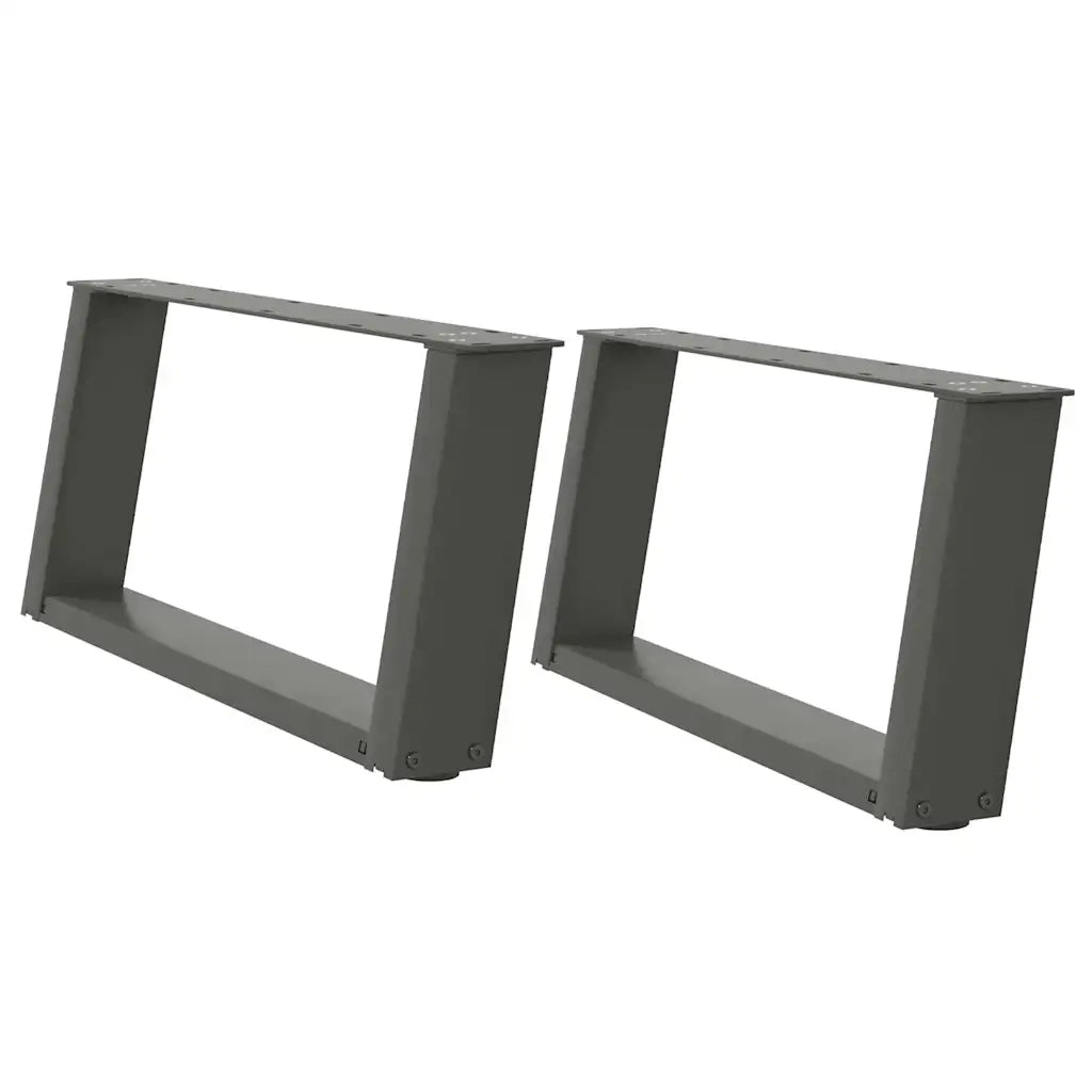 Gambe per Tavolino da Caff¨¨ a Forma di U 2 pz-Set di 2 Gamba per Tavolo Antracite 60x(30-31) cm Acciaio 558545