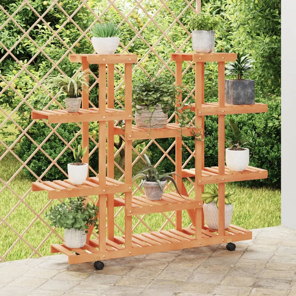 Portafiori | Sostegno per piante con Ruote 110x25x115 cm in Legno Massello di Abete