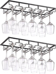 Sosteggi vetro per bar e cucina per vino (nero, 2 pezzi, 5 file)