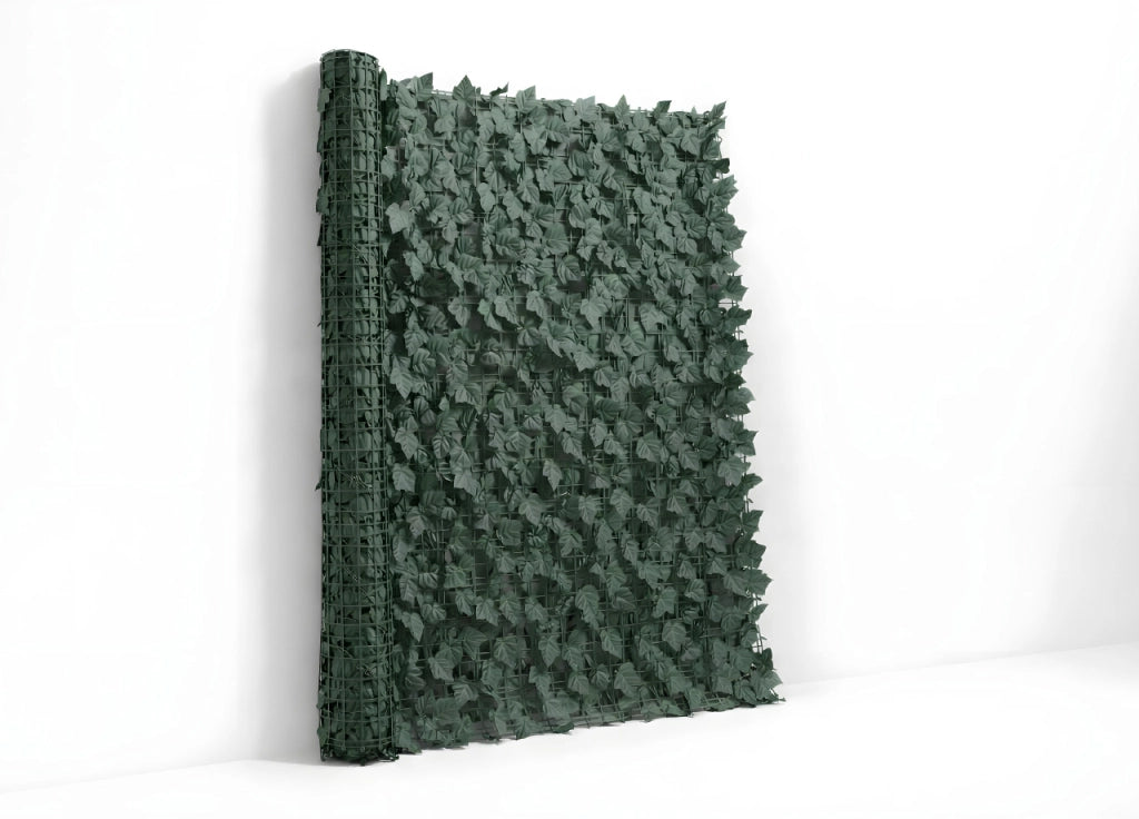 Rotolo Edera Finta Sempreverde Siepe Foglie Ornamentali Frangivista Coprente Per Recinzione - 1.5hx20mt - Verde