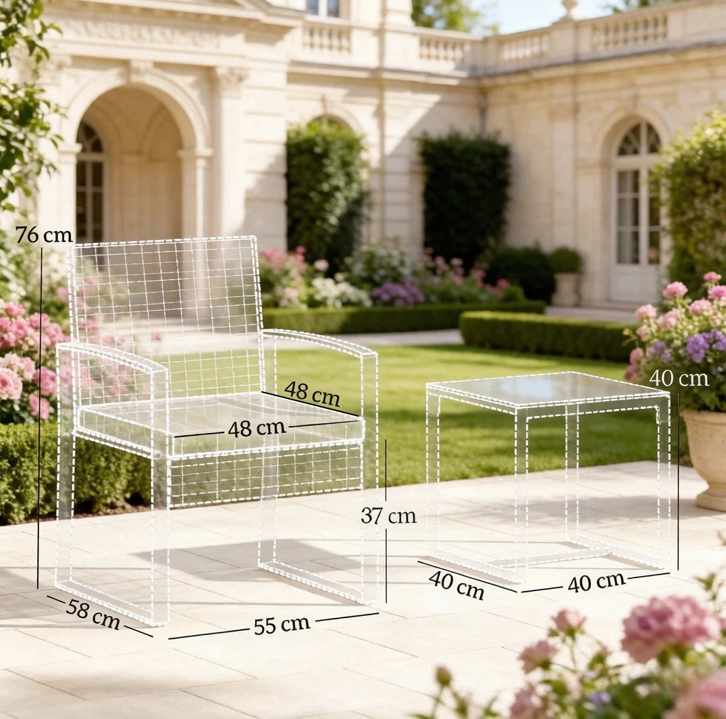 Set Mobili da Giardino Piccolo con 1 Tavolo e 2 Sedie in Rattan PE Marrone e Cuscini