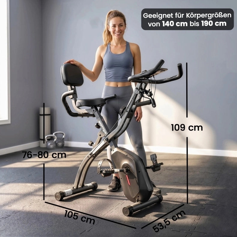Cyclette pieghevole 3 in 1 con Bluetooth e fasce elastiche