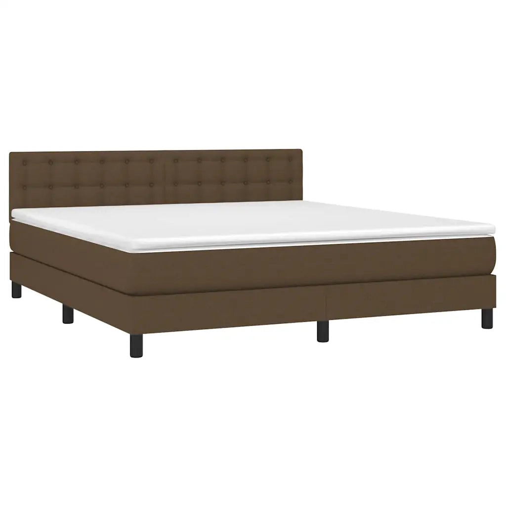 Letto a Molle Materasso e LED MarroneScuro 180x200cm in Tessuto 3133496