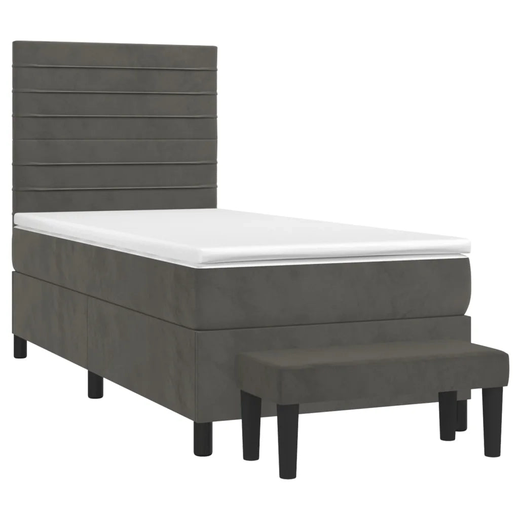 Giroletto a Molle con Materasso Grigio Scuro 90x190 cm Velluto 3137876