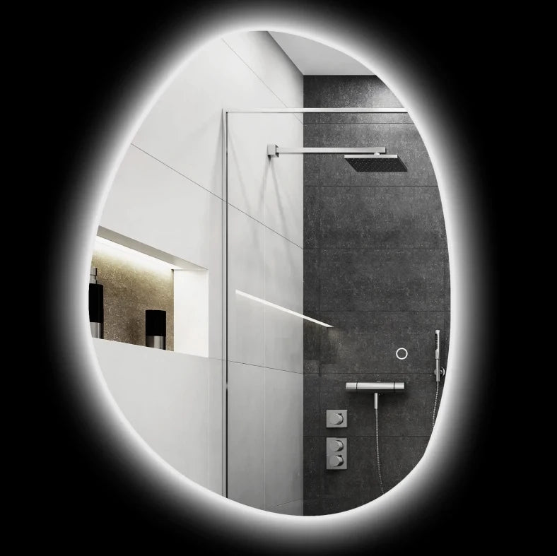 Specchio da bagno con LED regolabile, vetro temprato, 80x5x60 cm, colore argento