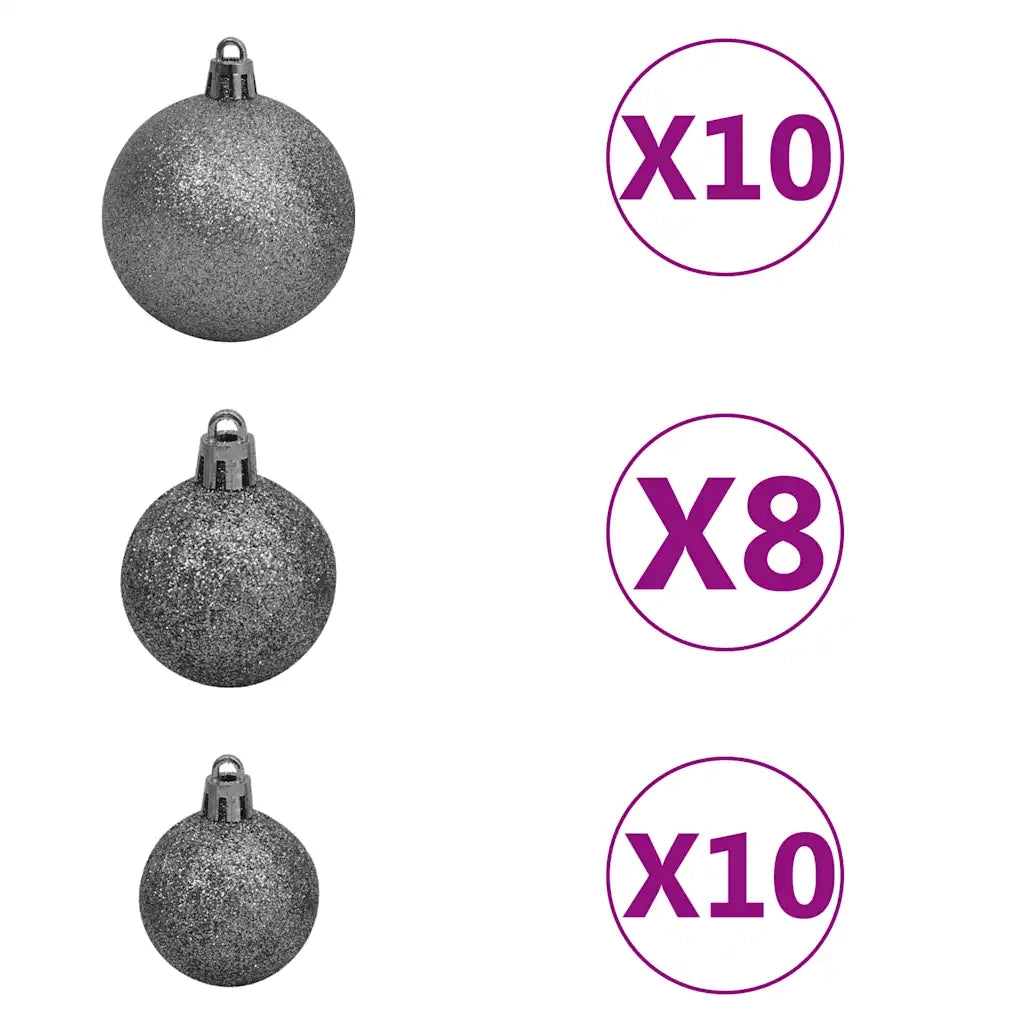 Albero di Natale Artificiale con 300 LED Palline e Neve 180 cm 3210161