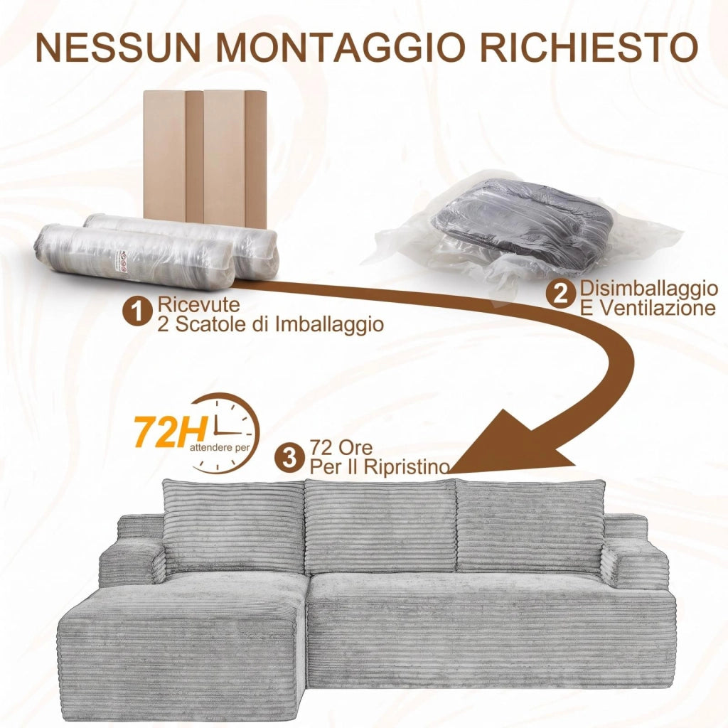 Divano a L, divano senza struttura, divano letto modulare, seduta profonda e confortevole, nero