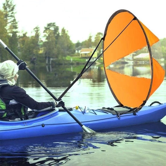 Vela per Kayak - Opvougbile - Ronde Struttura - 108 cm - Felice Arancione - Ideale per Canoa e Barca - Zeppa Rigida