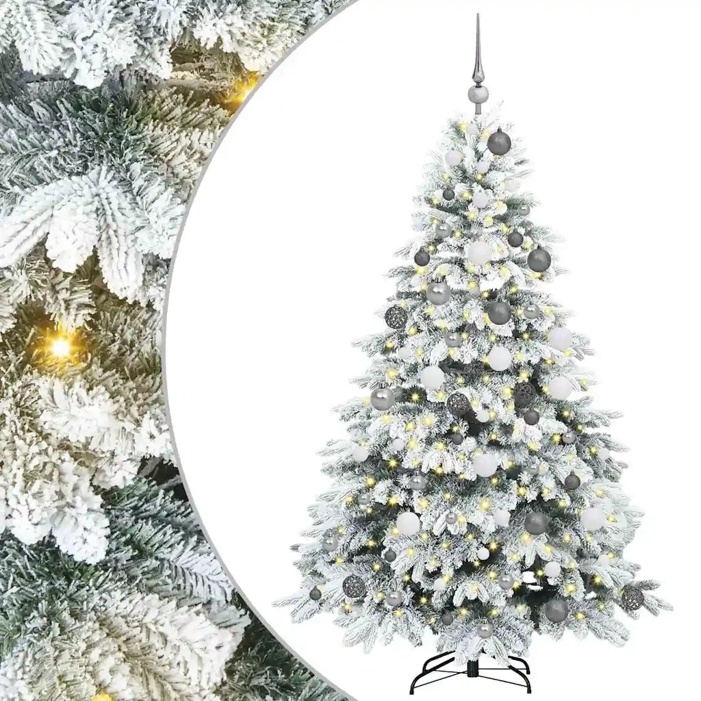 Albero di Natale | Decorazioni natalizie artificiale con 300 LED Bianco 180 cm PE e PVC