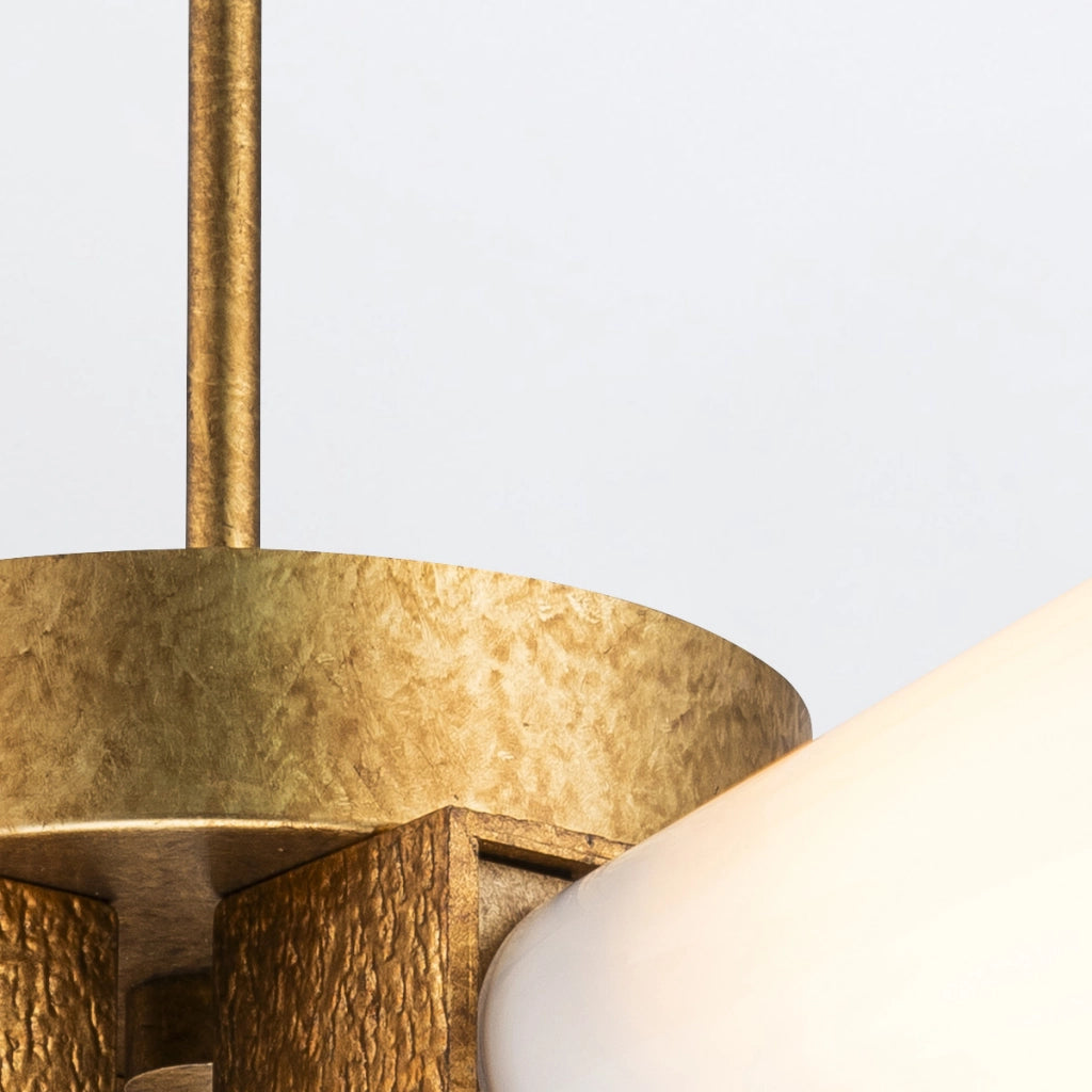 Plafoniera Art Déco Kristy oro opalina 4 luci E27 Elstead