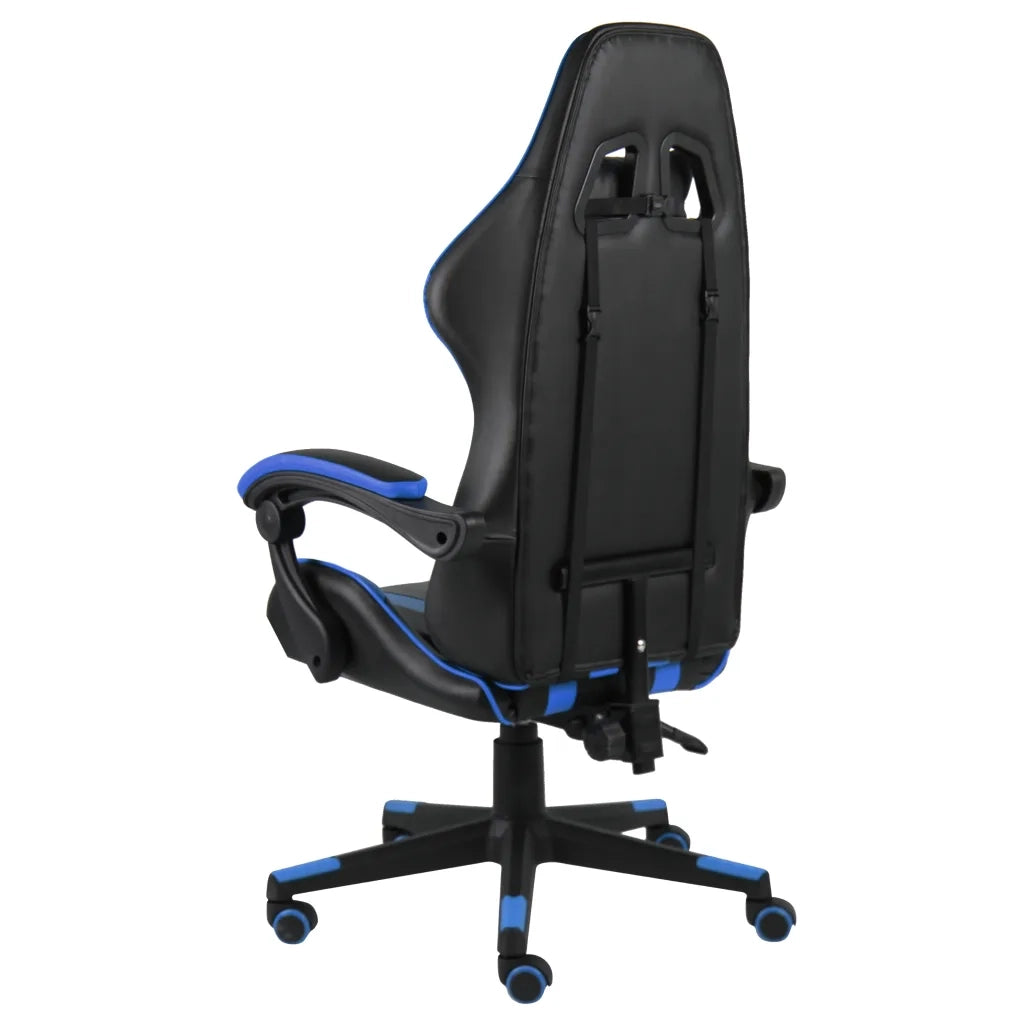 Sedia da Ufficio | Sedia da Gaming Nero e Blu in Similpelle