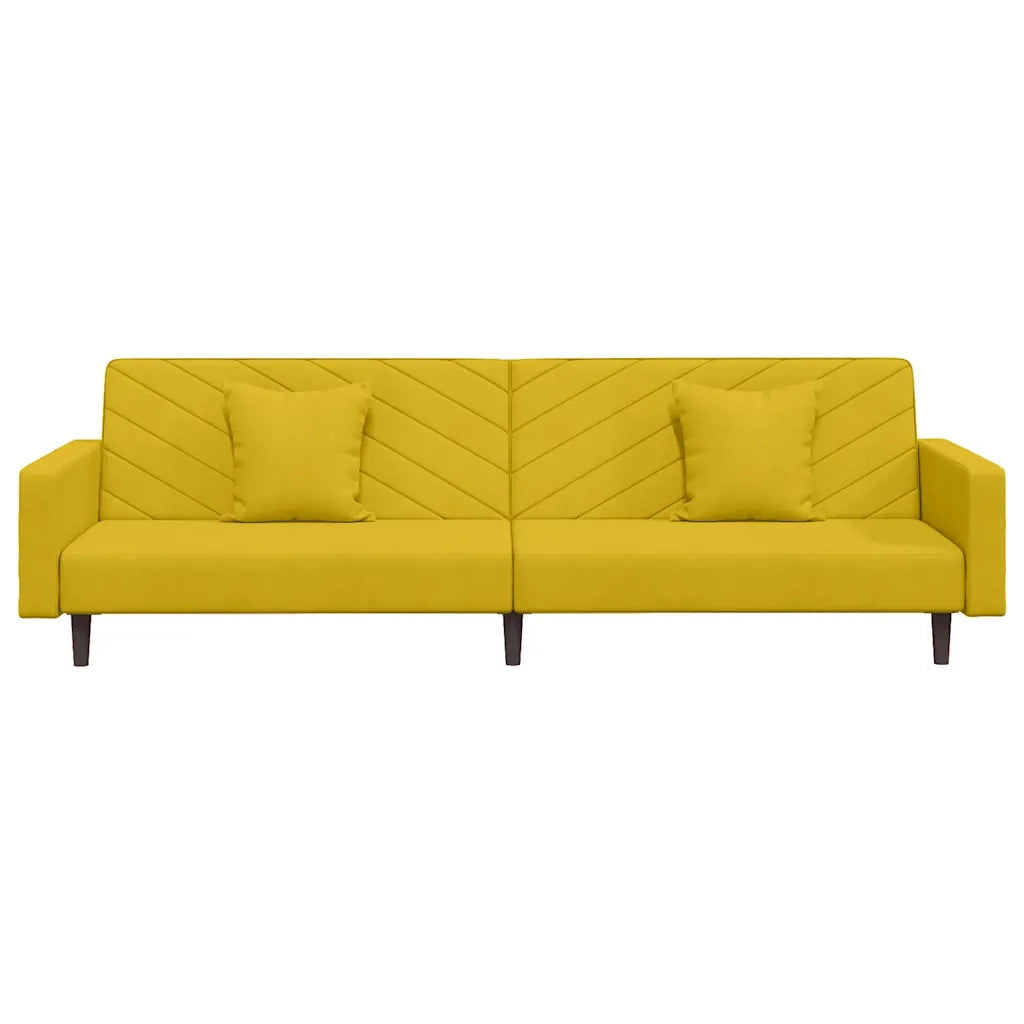 Divano letto | Sof¨¤ letto | Letto singolo a 2 Posti con 2 Cuscini Giallo in Velluto