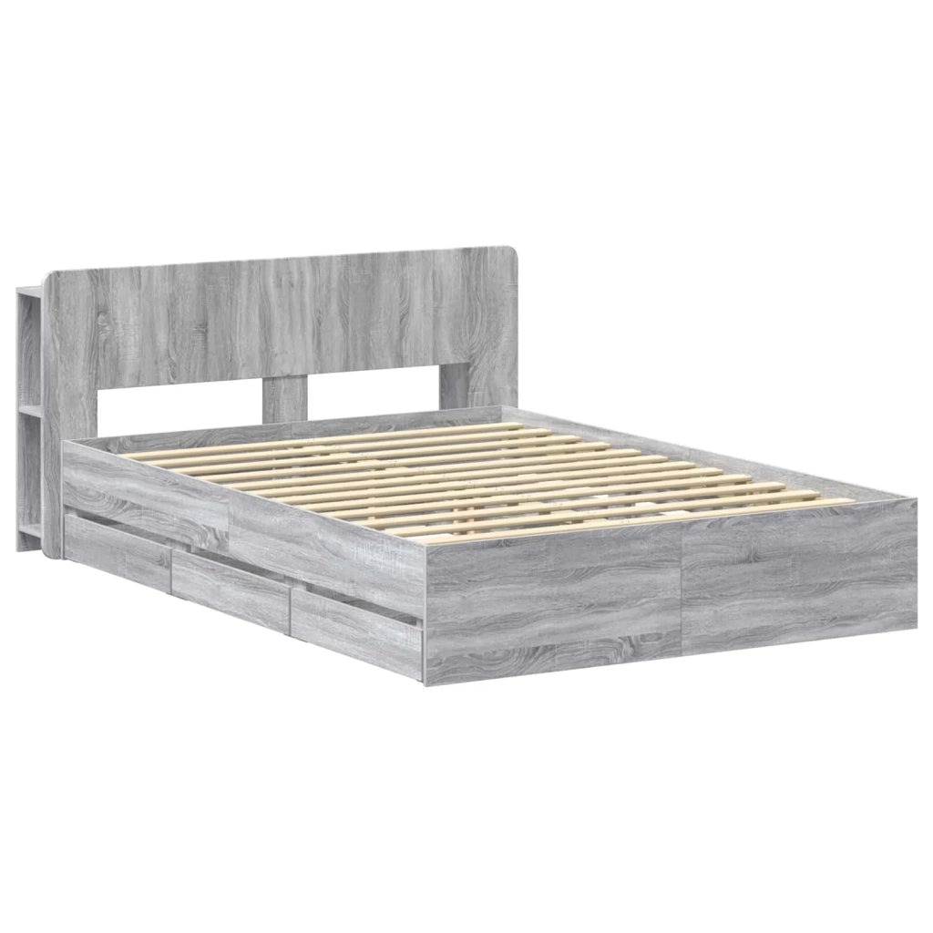 Struttura del letto con stoccaggio e testata Sonoma grigio 3433963