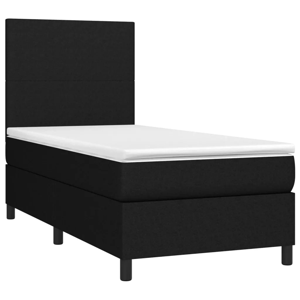 Letto a Molle con Materasso e LED Nero 90x200 cm in Tessuto 3134687
