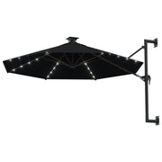 Ombrellone da Giardino-Ombrello da Balcone a Parete con LED 300 cm Nero