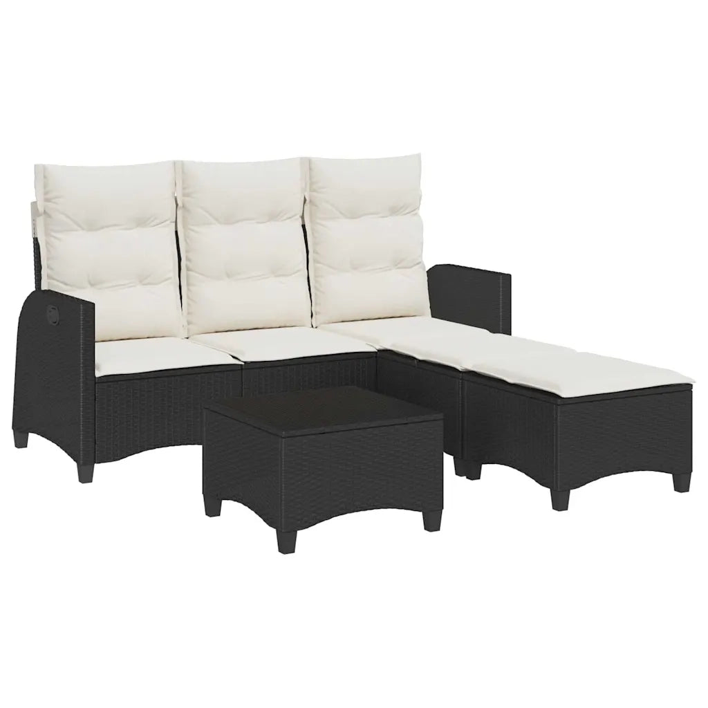 Set Divani da Giardino 3 pz con Cuscini Forma L Polyrattan Nero 3328638