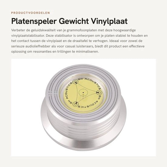 Stabilizzatore per piastre - Sostegno per piastre - Peso per piastre in vinile - Miglioramento della qualità del suono - Eliminazione delle vibrazioni - Design livellato - Peso per piastre