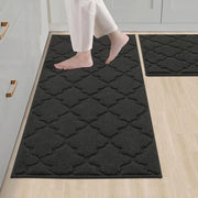 Mat di Cucina 2 pezzi, asciugabile, antiscivolo, per cucina, soggiorno, ingresso (50 x 75 cm + 50 x 120 cm, nero)