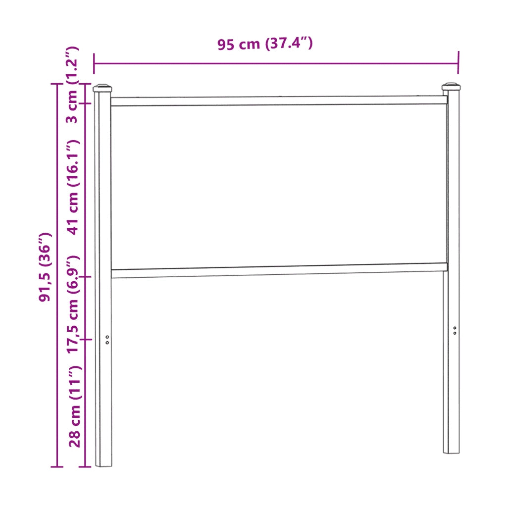 Testiera di Ricambio Rovere Fumo 90 cm in Legno Multistrato e Acciaio 4007695
