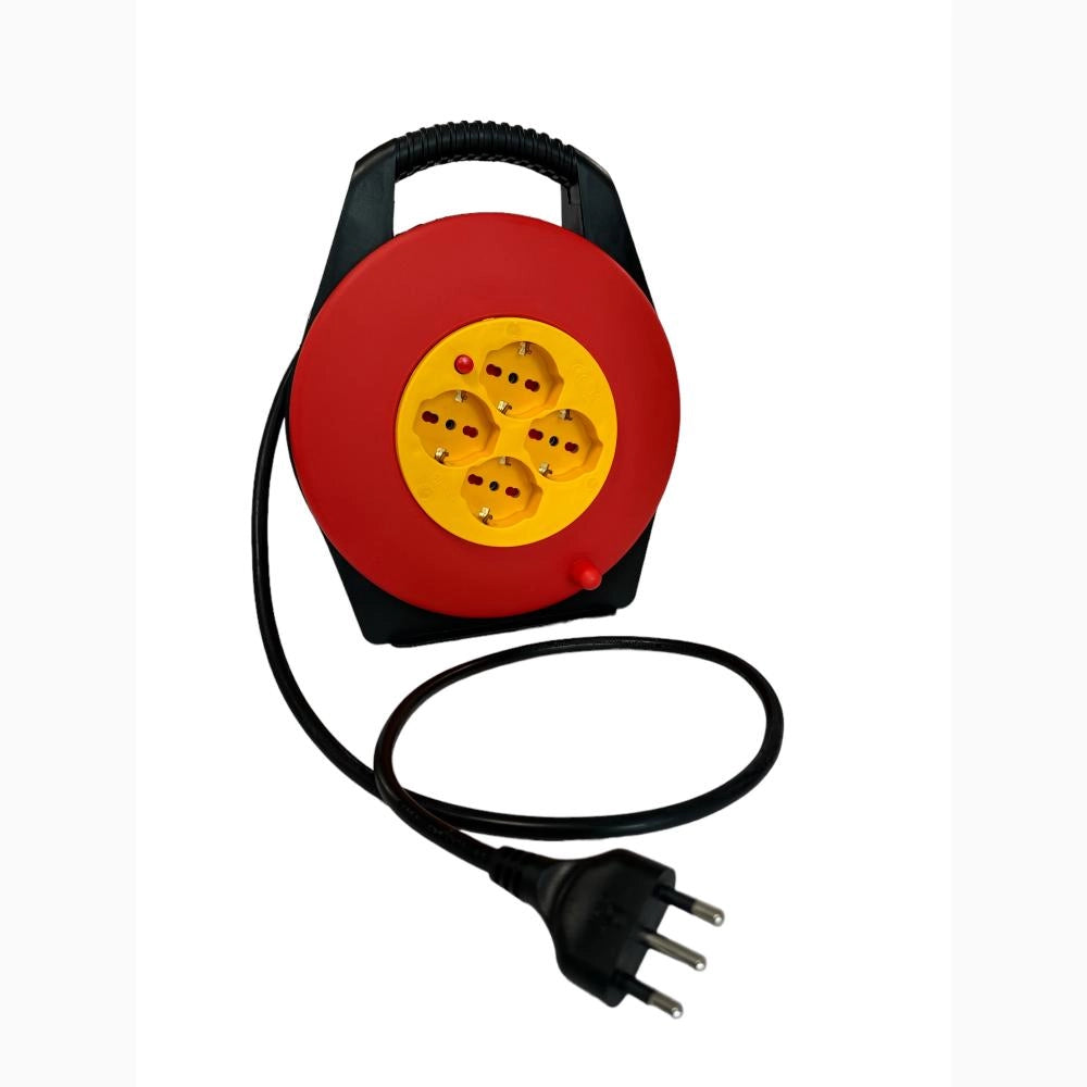 Avvolgicavo Elettrico cavo da 5 metri spina 16A + 4 prese 10/16A schuko