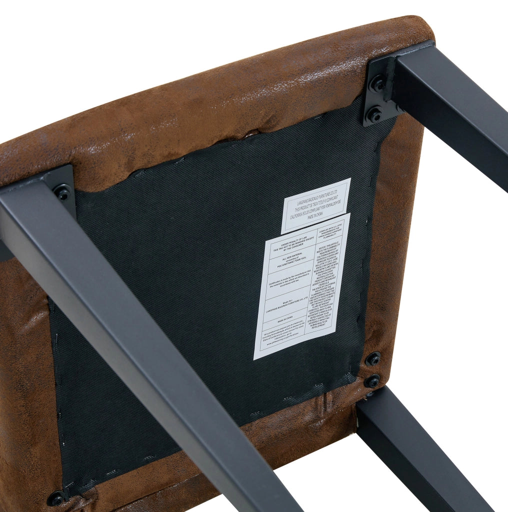 Set 2 sedie da pranzo con schienale ergonomico in tessuto marrone e gambe in metallo nero HOMVRA