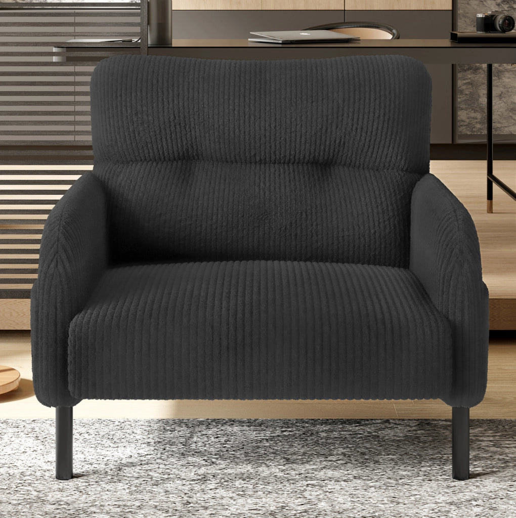 Poltrona in velluto a coste 67x75x79 cm con tasca laterale; grigia