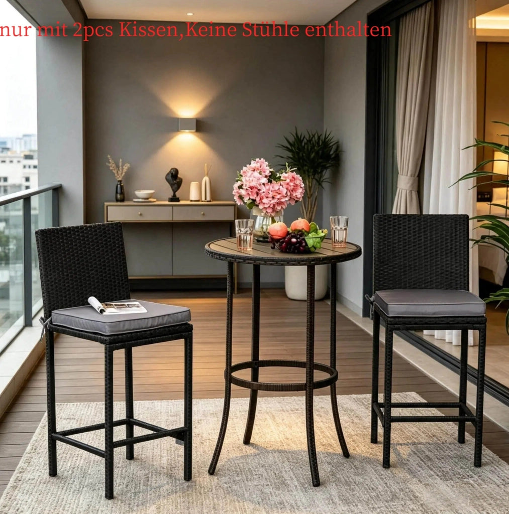 Set di 2 cuscini da esterno 45x45x5 cm in poliestere grigio scuro con lacci –