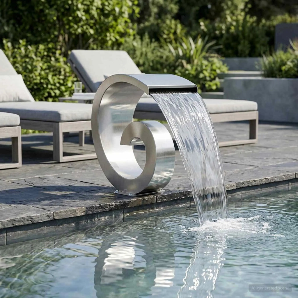 Cascata da Piscina con Luce LED Acciaio Inox 304 42040590