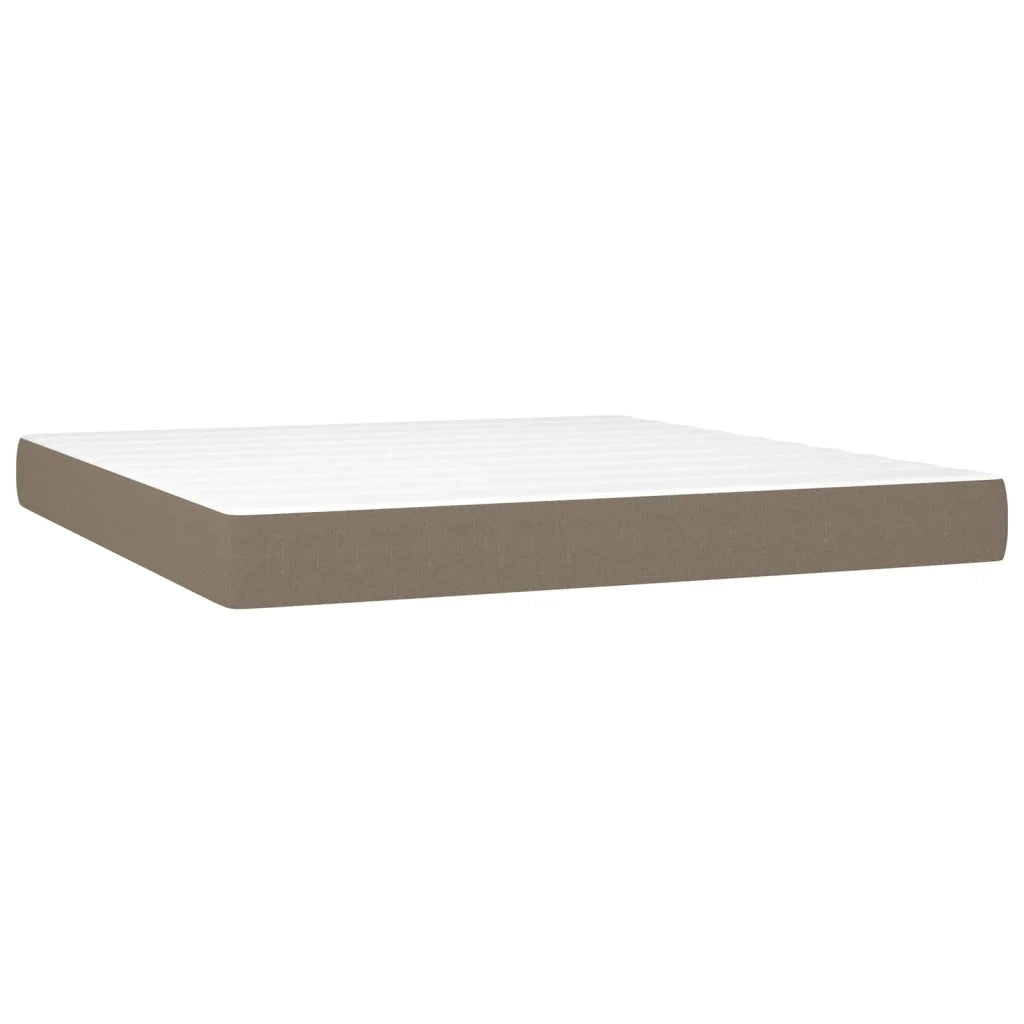 Letto a Molle con Materasso e LED Tortora 160x200 cm in Tessuto 3134049