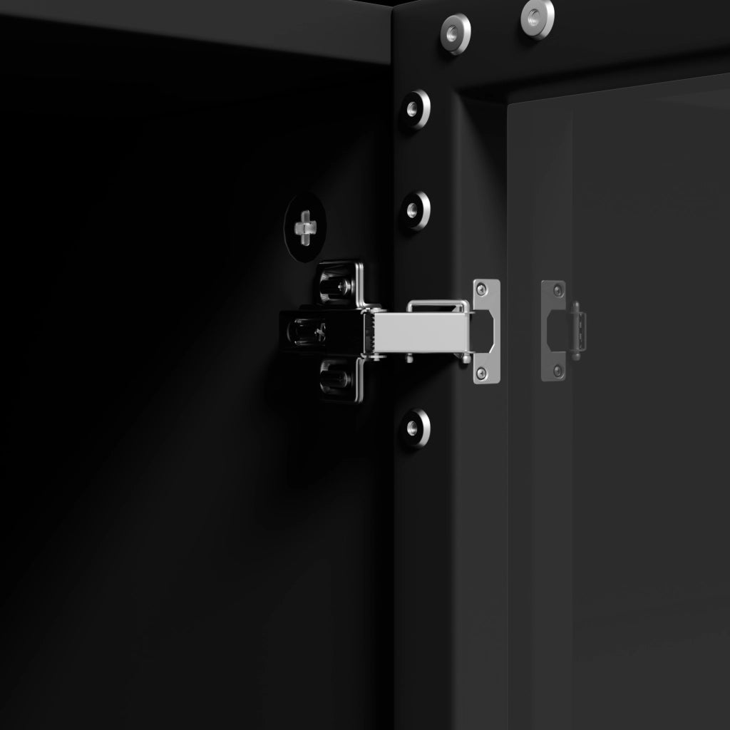 Vetrina con 2 ante in vetro LED con controllo tramite app e 2 cassetti per soggiorno nera 70 × 36 × 170 cm