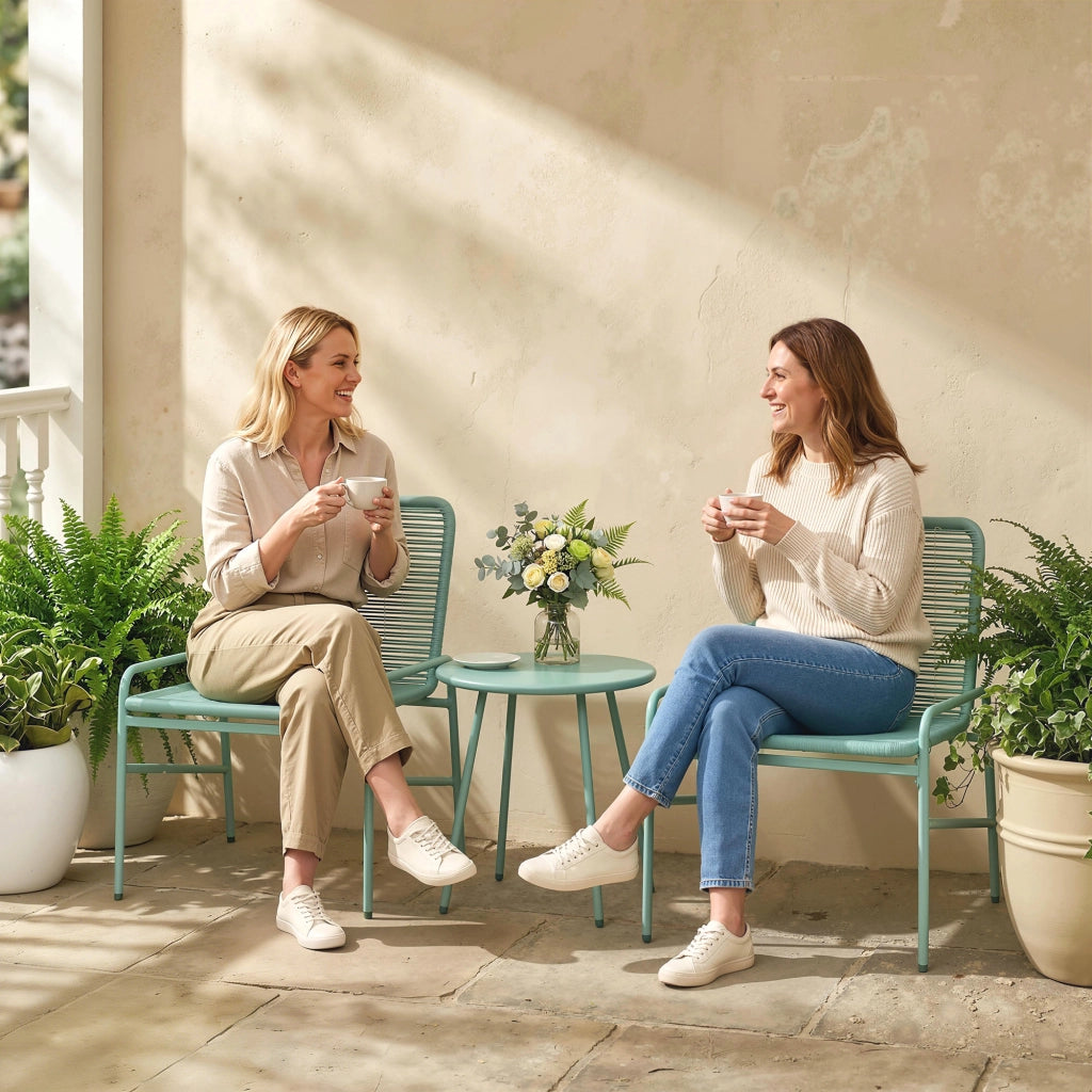 Set 3 Pezzi Sedie e Tavolo da Giardino in Rattan ¨C ZephMum ¨C Verde