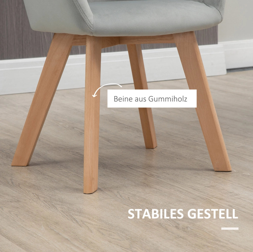 Set di 2 sedie da pranzo grigie con braccioli
