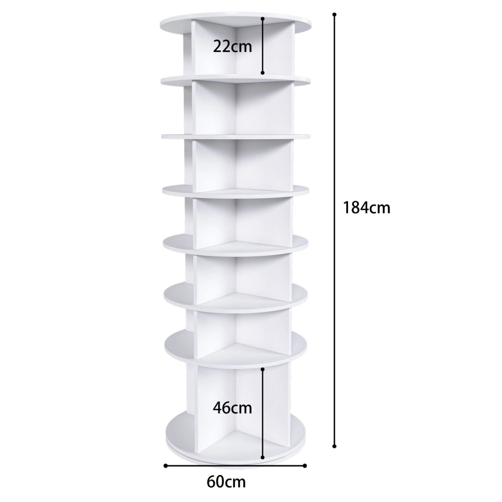 Scarpiera girevole a 7 livelli 360° per fino a 28 paia di scarpe in PVC bianco HOMVRA