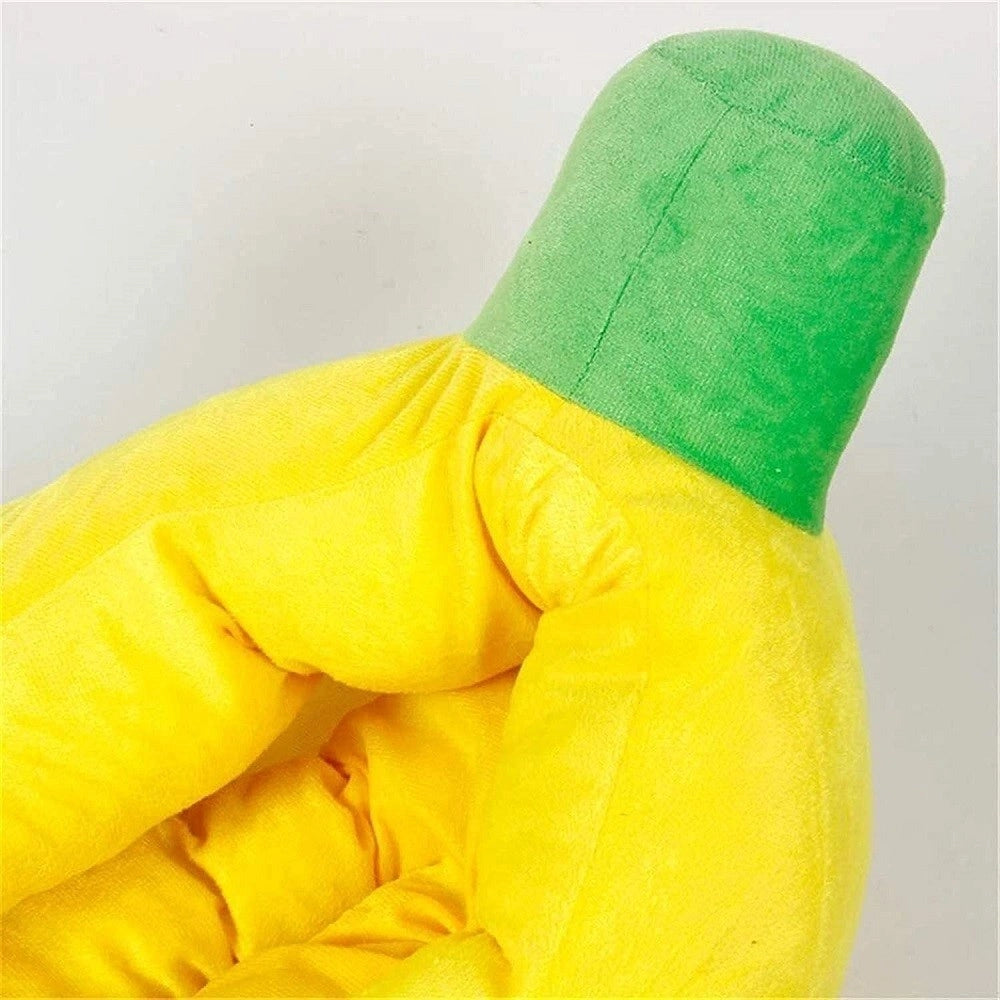 Trade Shop - Cuccia Banana Letto Morbido Per Gatto Cane Cuscino Inverno Peluche Nido 85x45cm -