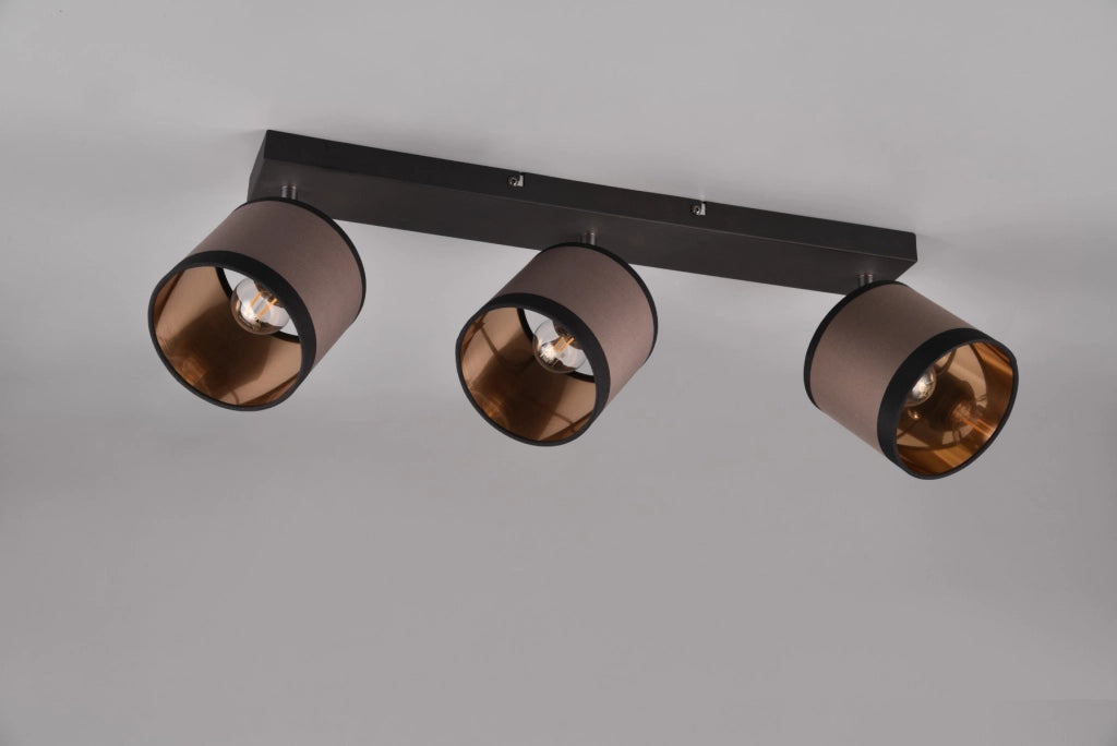 Plafoniera a barra Davos nera 3 faretti E14 10W RL