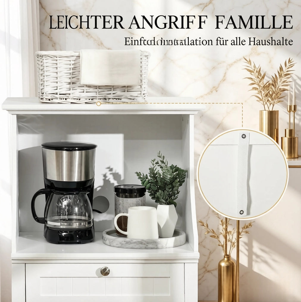 Mobiletto da cucina in MDF bianco con anta, cassetto e spazio per microonde 60x40x122,5 cm