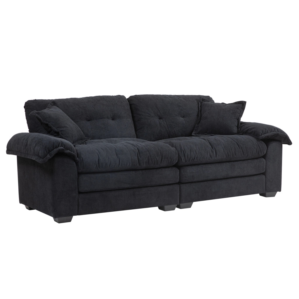 Divano 2 Posti in Chenille con Cuscini Trapuntati ¨C MINIMAL ¨C Grigio