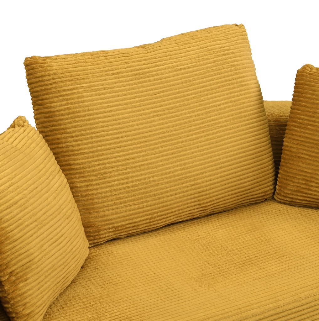 Divano letto pieghevole 2 in 1 in corda, 173x176 cm, giallo, con 3 cuscini