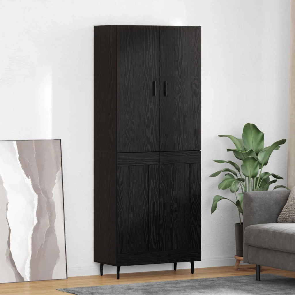 Credenza-Buffet-Armadio da cucina Rovere nero 69,5 x 34 x 180 cm 619643