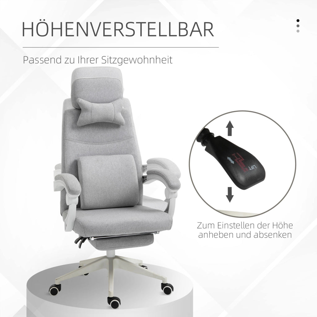 Sedia da ufficio ergonomica grigia in poliestere 62 x 68 x 117-127 cm con ruote