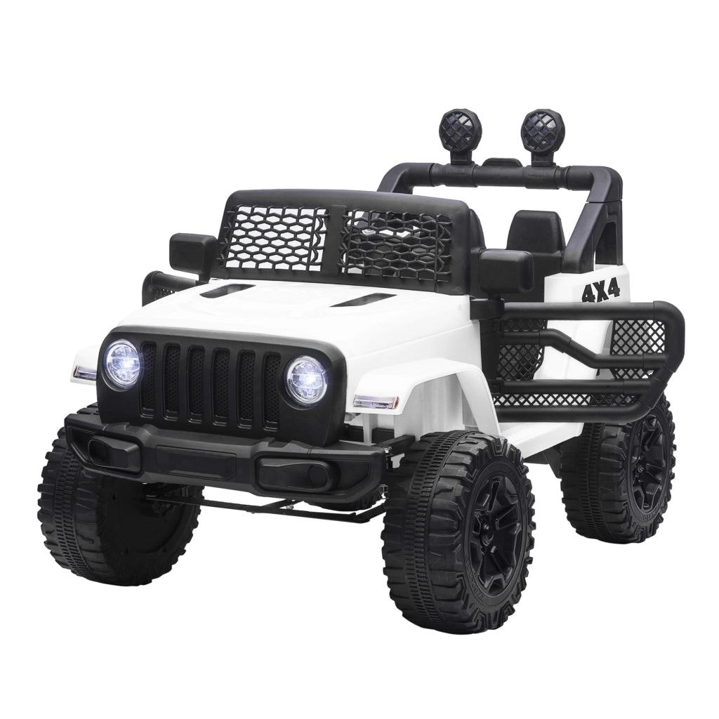 Macchina Elettrica per Bambini Jeep Fuoristrada con Telecomando e 2 Velocit¨¤, 100x65x72 cm, Bianco